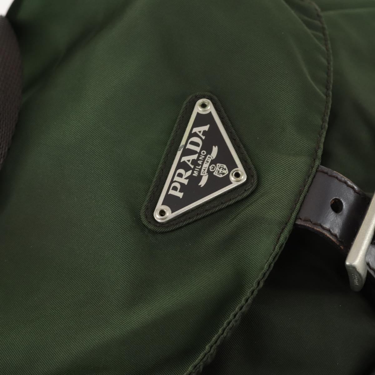 PRADA Backpack Nylon Green Silver Auth 157224