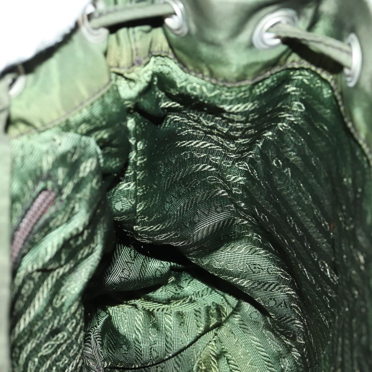 PRADA Backpack Nylon Green Silver Auth 157224