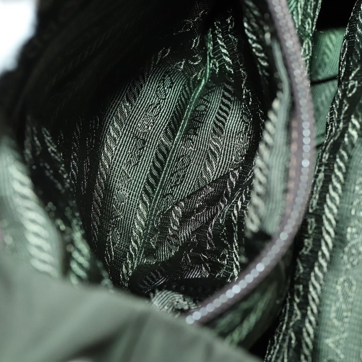 PRADA Backpack Nylon Green Silver Auth 157224