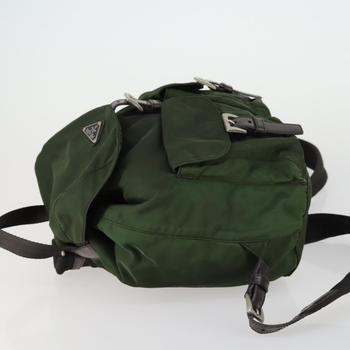 PRADA Backpack Nylon Green Silver Auth 157224