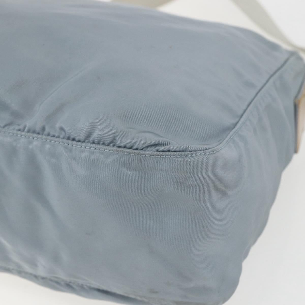 PRADA Shoulder Bag Nylon Light Blue Silver Auth 157225