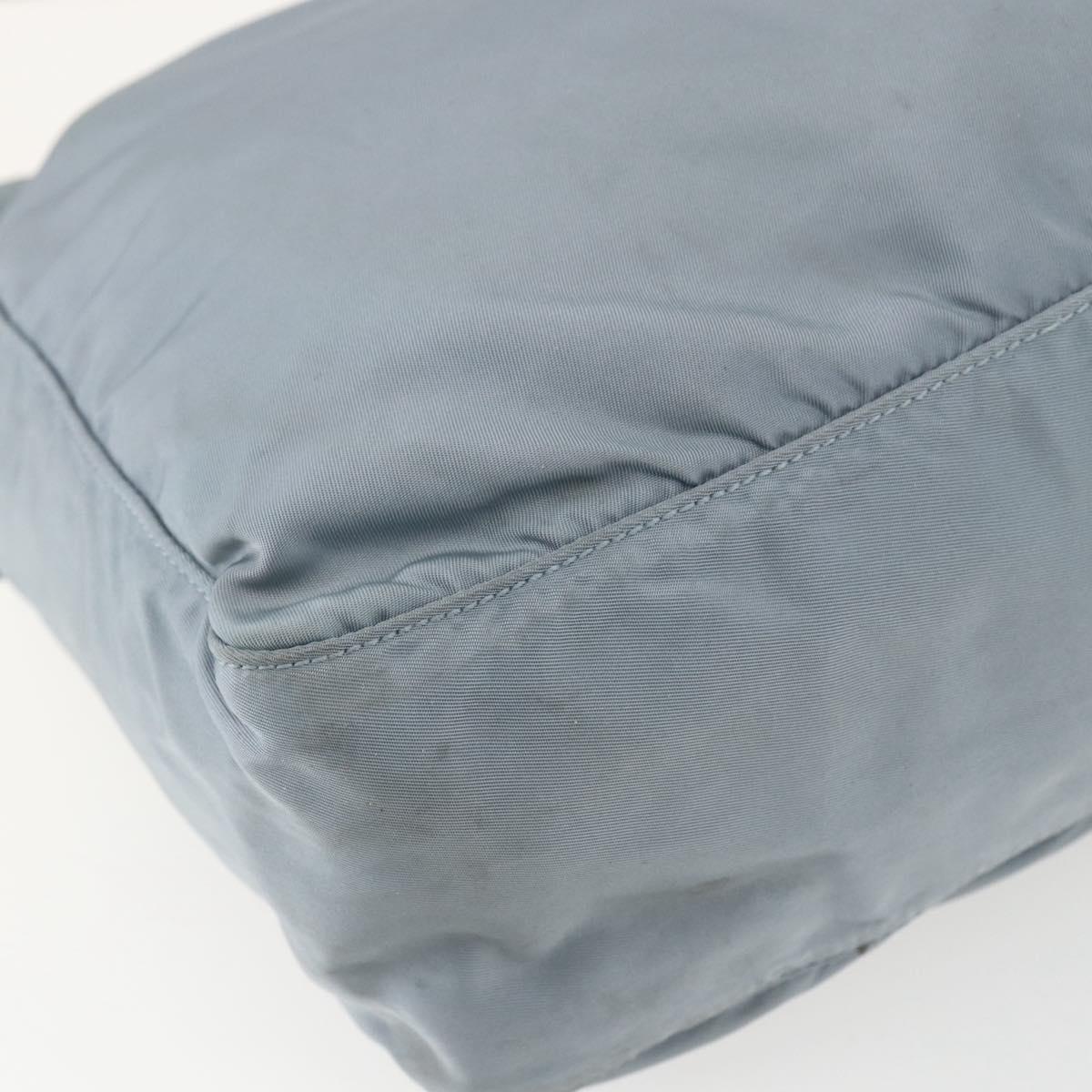 PRADA Shoulder Bag Nylon Light Blue Silver Auth 157225