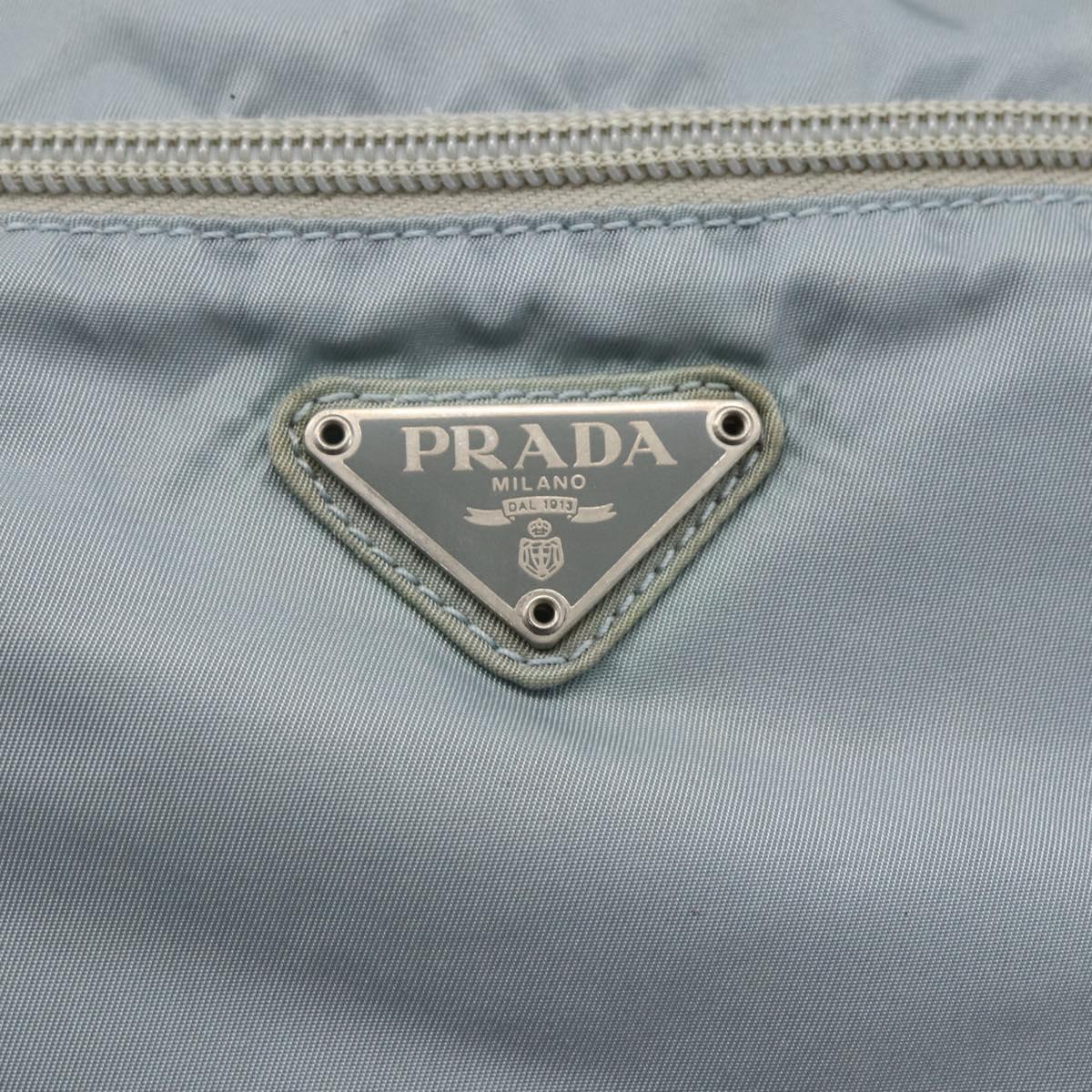 PRADA Shoulder Bag Nylon Light Blue Silver Auth 157225
