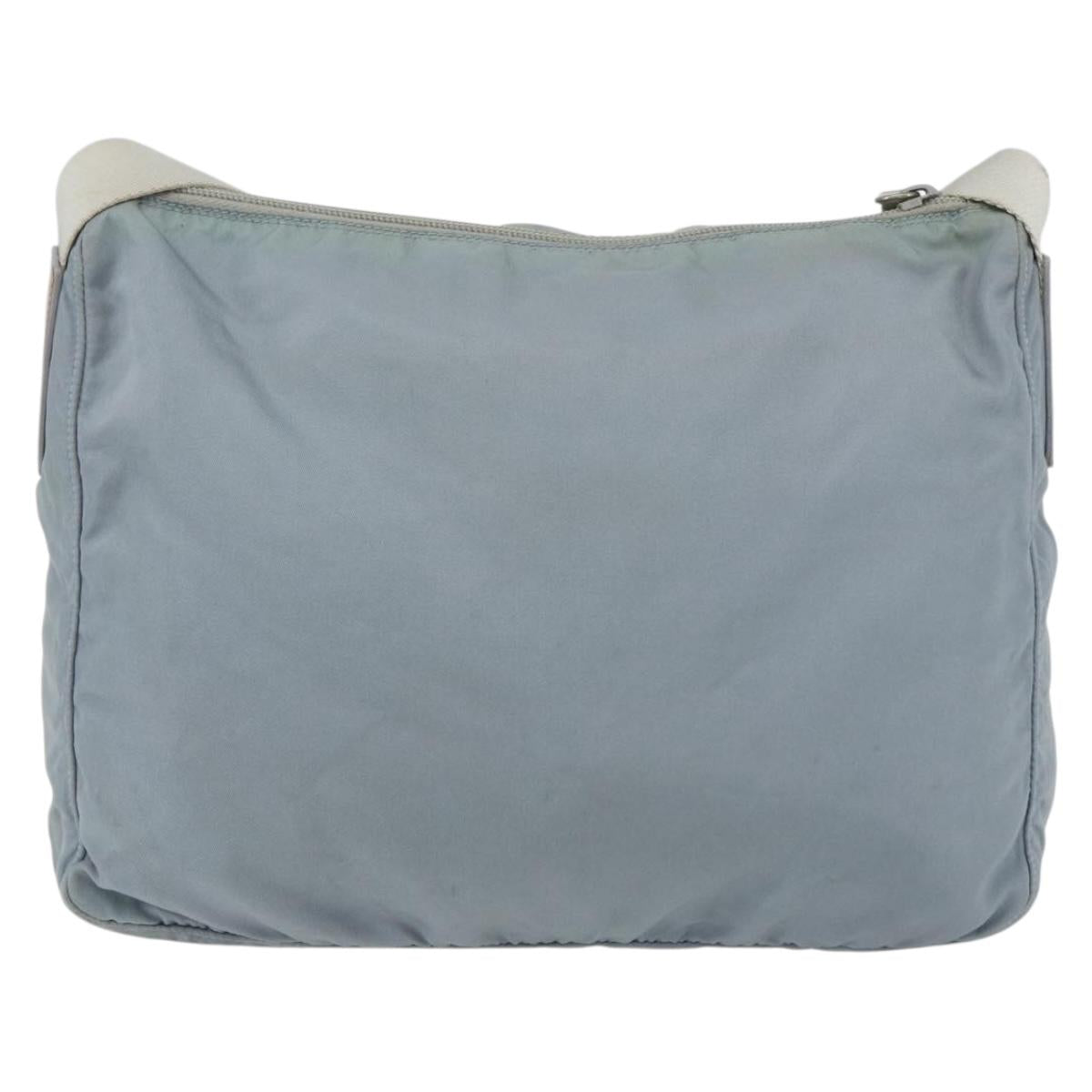 PRADA Shoulder Bag Nylon Light Blue Silver Auth 157225