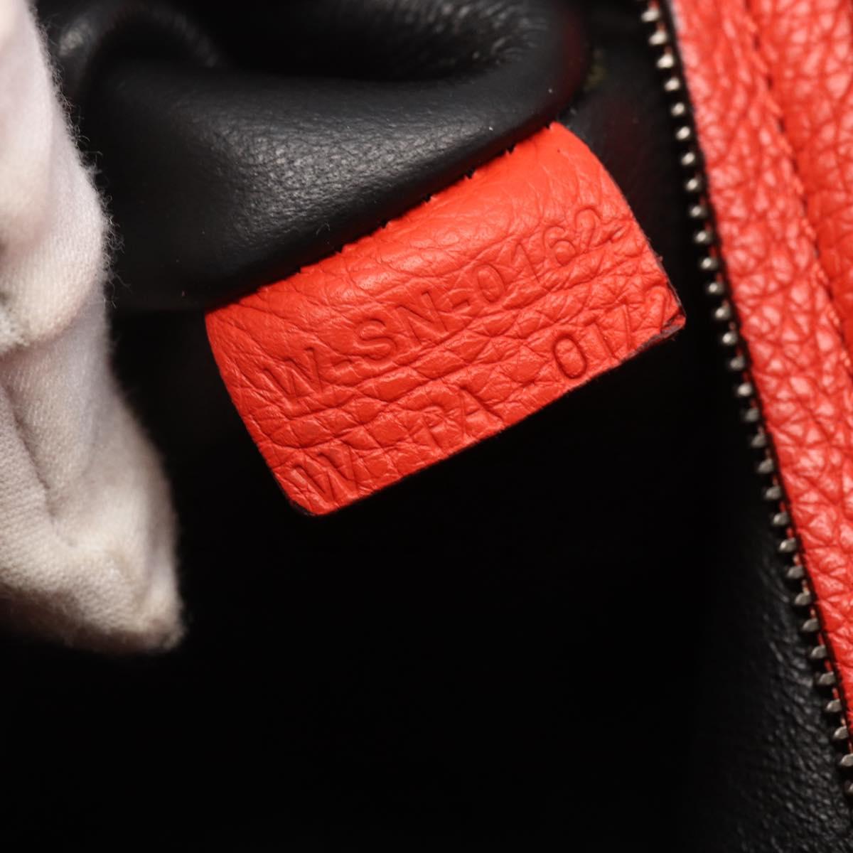 CELINE Trapeze Hand Bag Leather 2way Red Silver Auth 157228