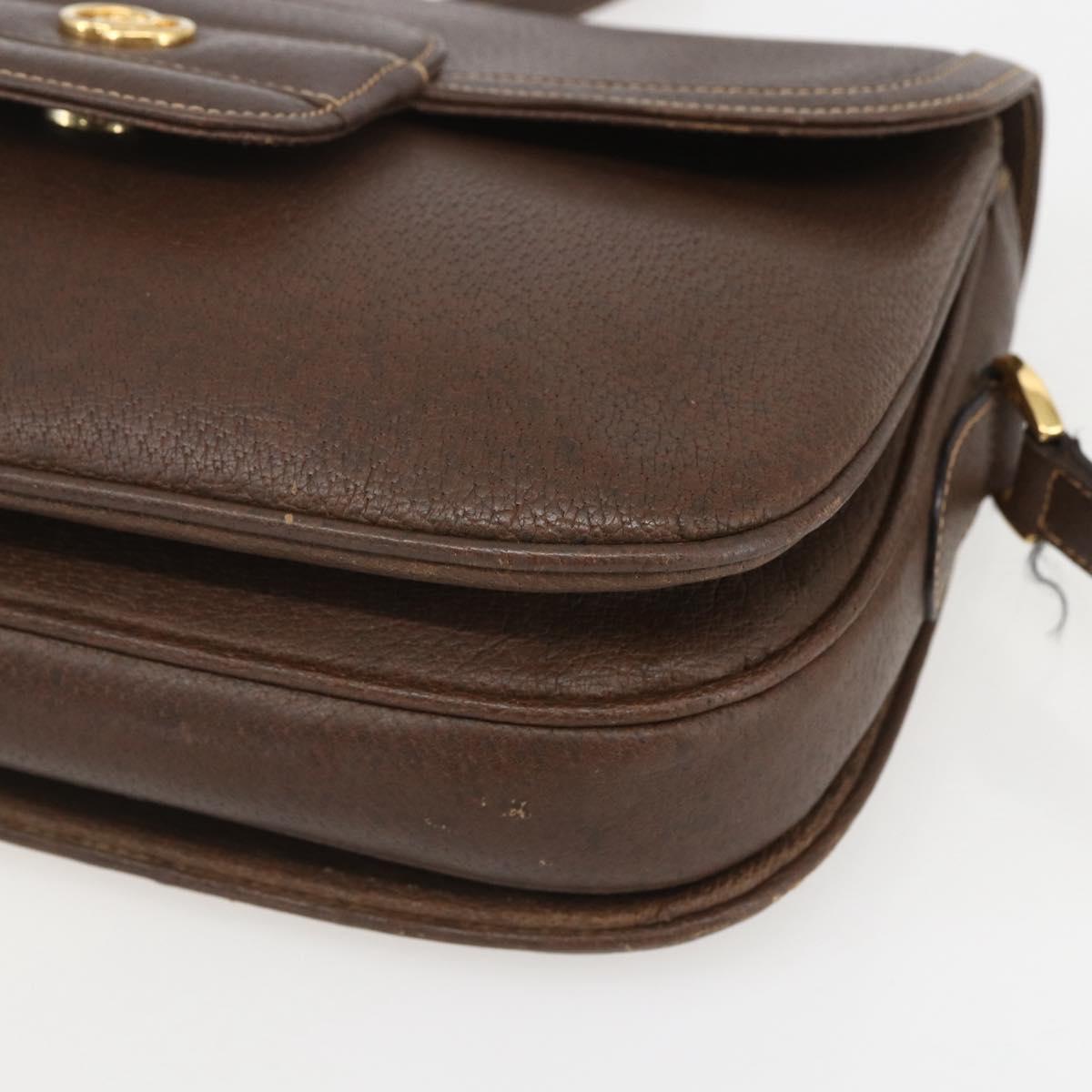 GUCCI Shoulder Bag Leather Brown Gold 001 116 0912 Auth 157232