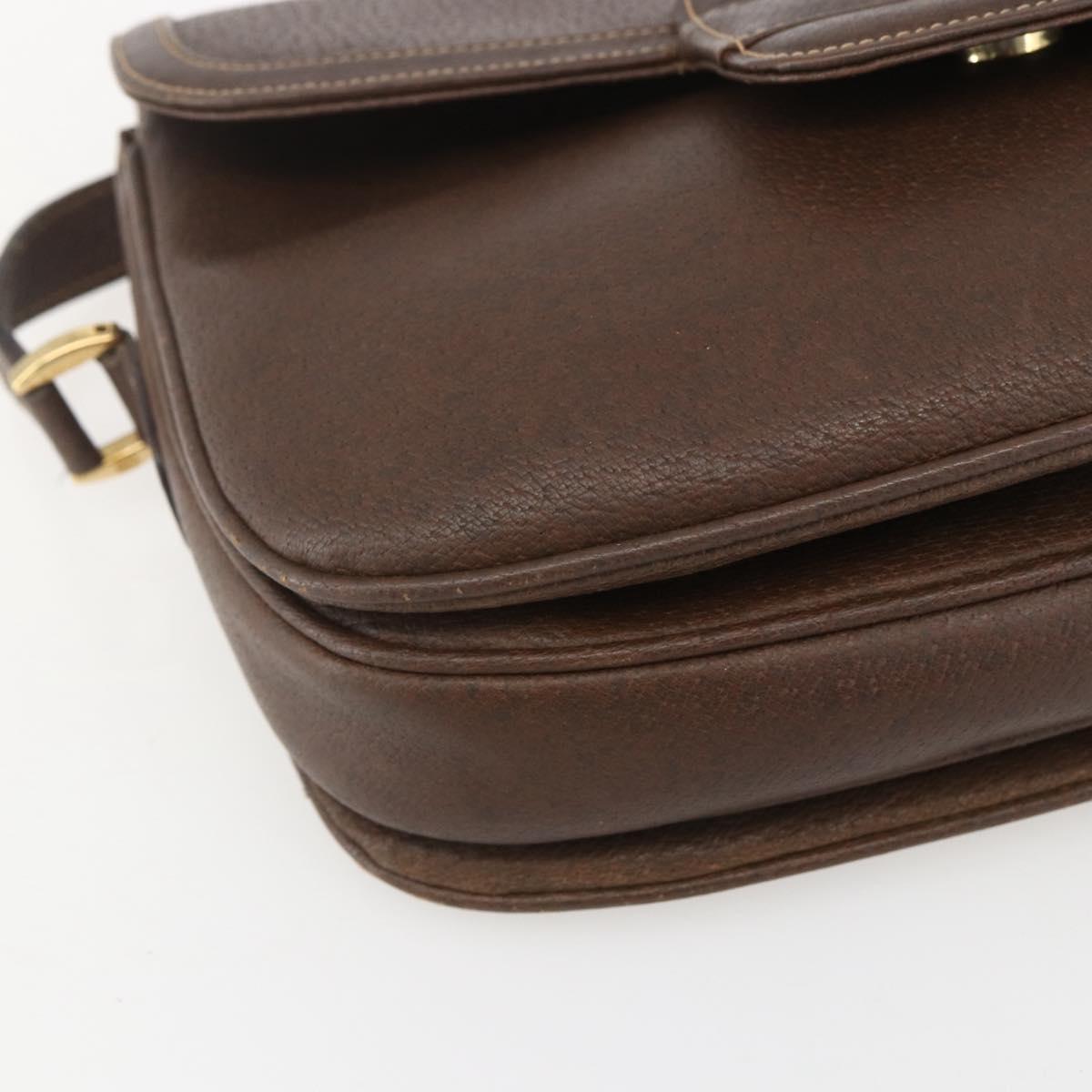 GUCCI Shoulder Bag Leather Brown Gold 001 116 0912 Auth 157232