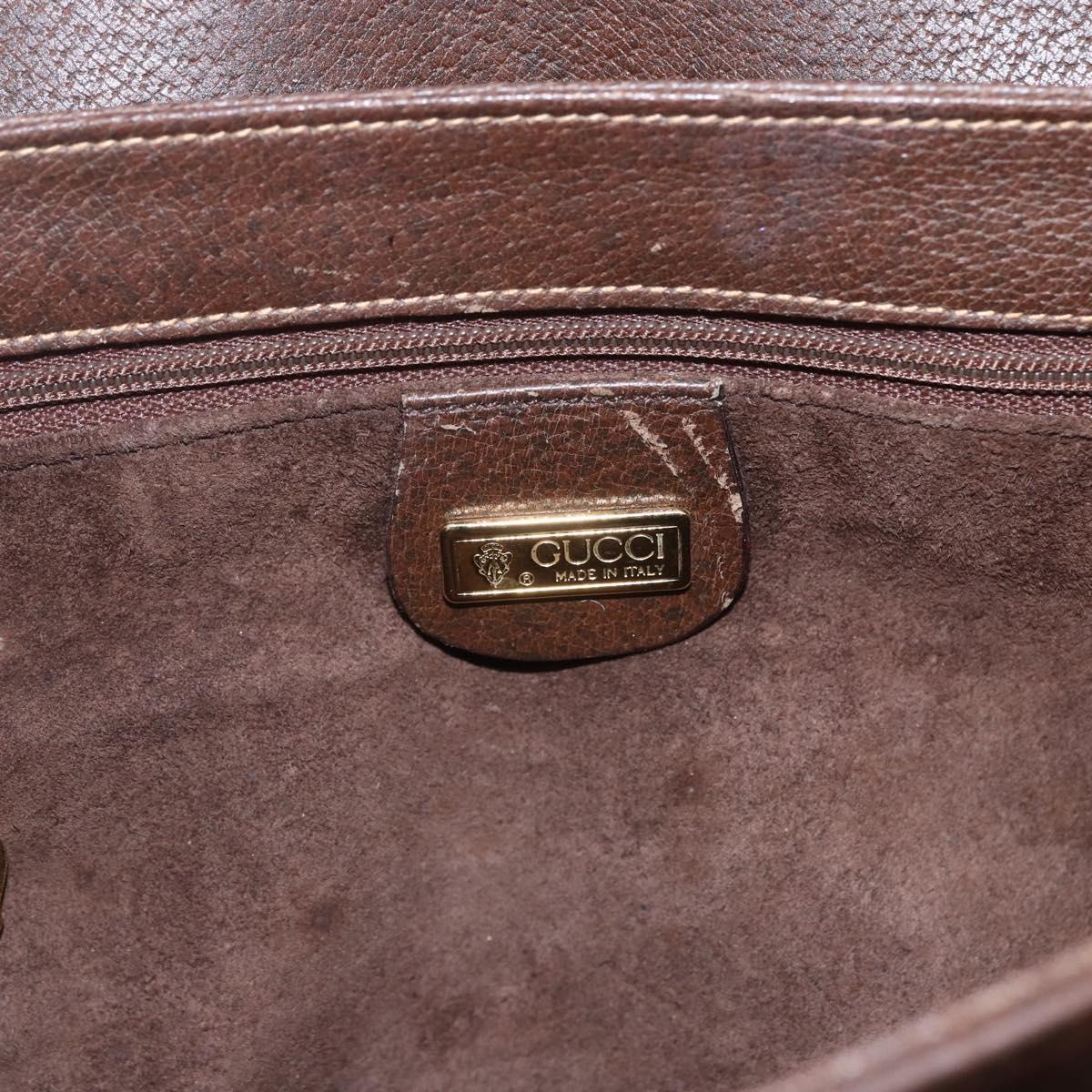 GUCCI Shoulder Bag Leather Brown Gold 001 116 0912 Auth 157232