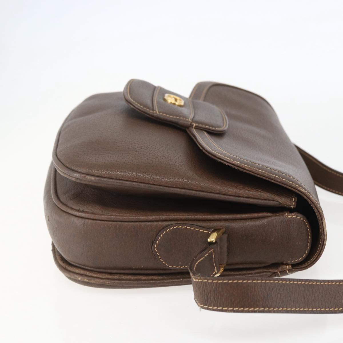 GUCCI Shoulder Bag Leather Brown Gold 001 116 0912 Auth 157232