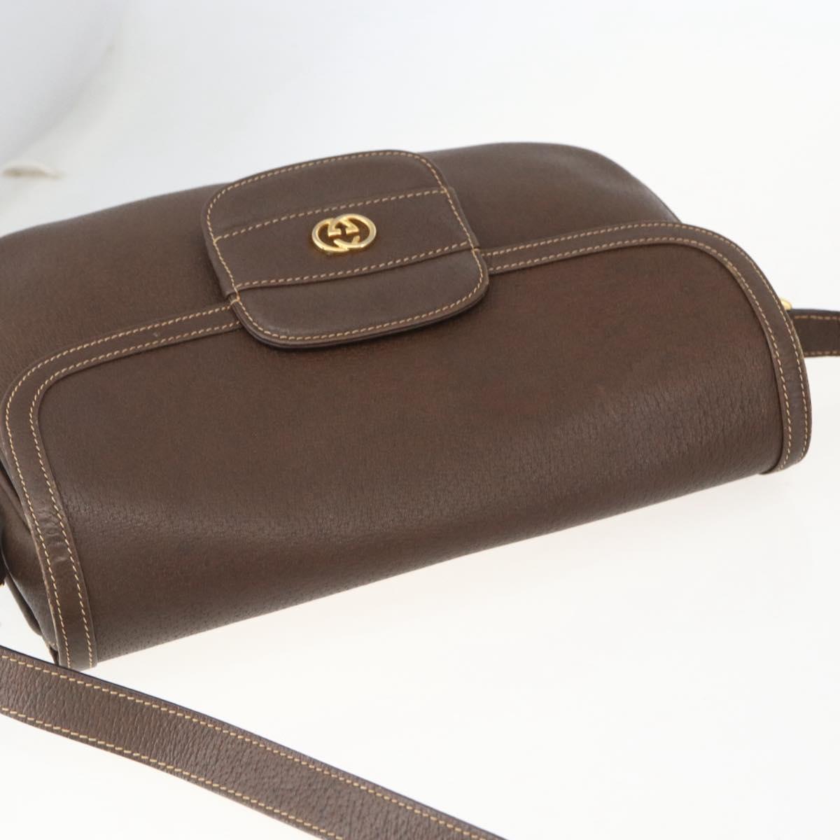 GUCCI Shoulder Bag Leather Brown Gold 001 116 0912 Auth 157232