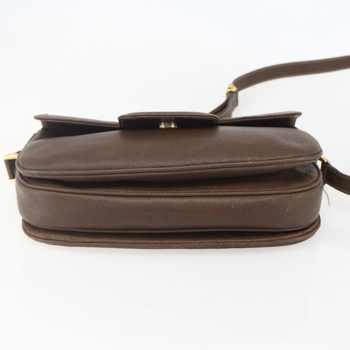 GUCCI Shoulder Bag Leather Brown Gold 001 116 0912 Auth 157232