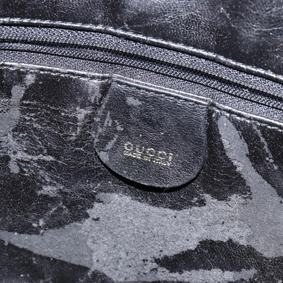 GUCCI Bamboo Shoulder Bag Leather 2way Black Gold 001 2123 1633 Auth 157233