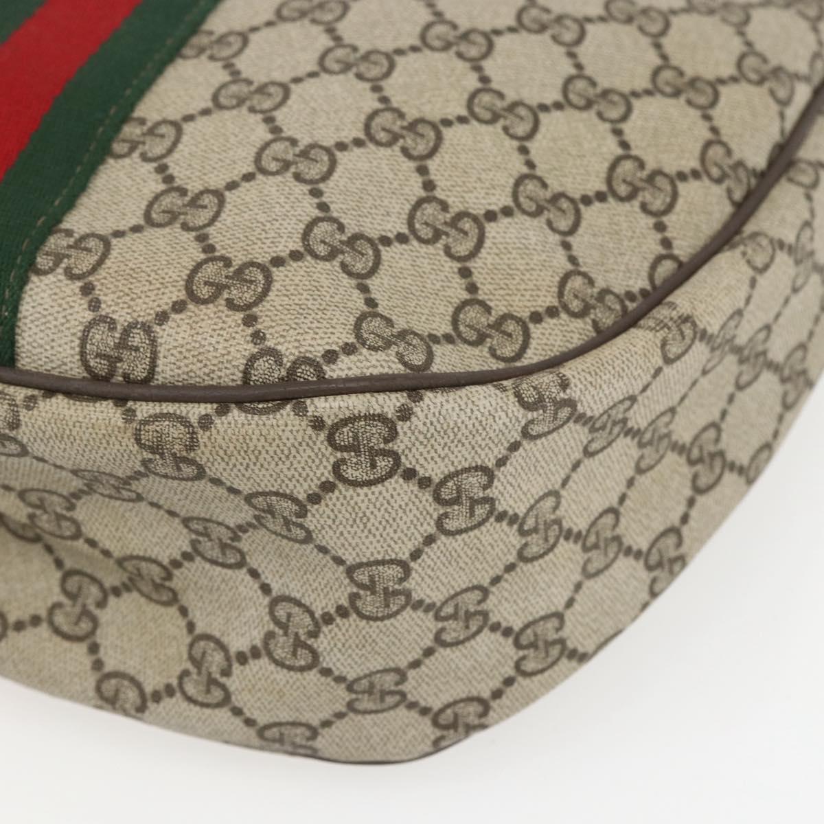 GUCCI GG Supreme Web Sherry Line Bag PVC Beige Gold 29 001 3840 Auth 157234