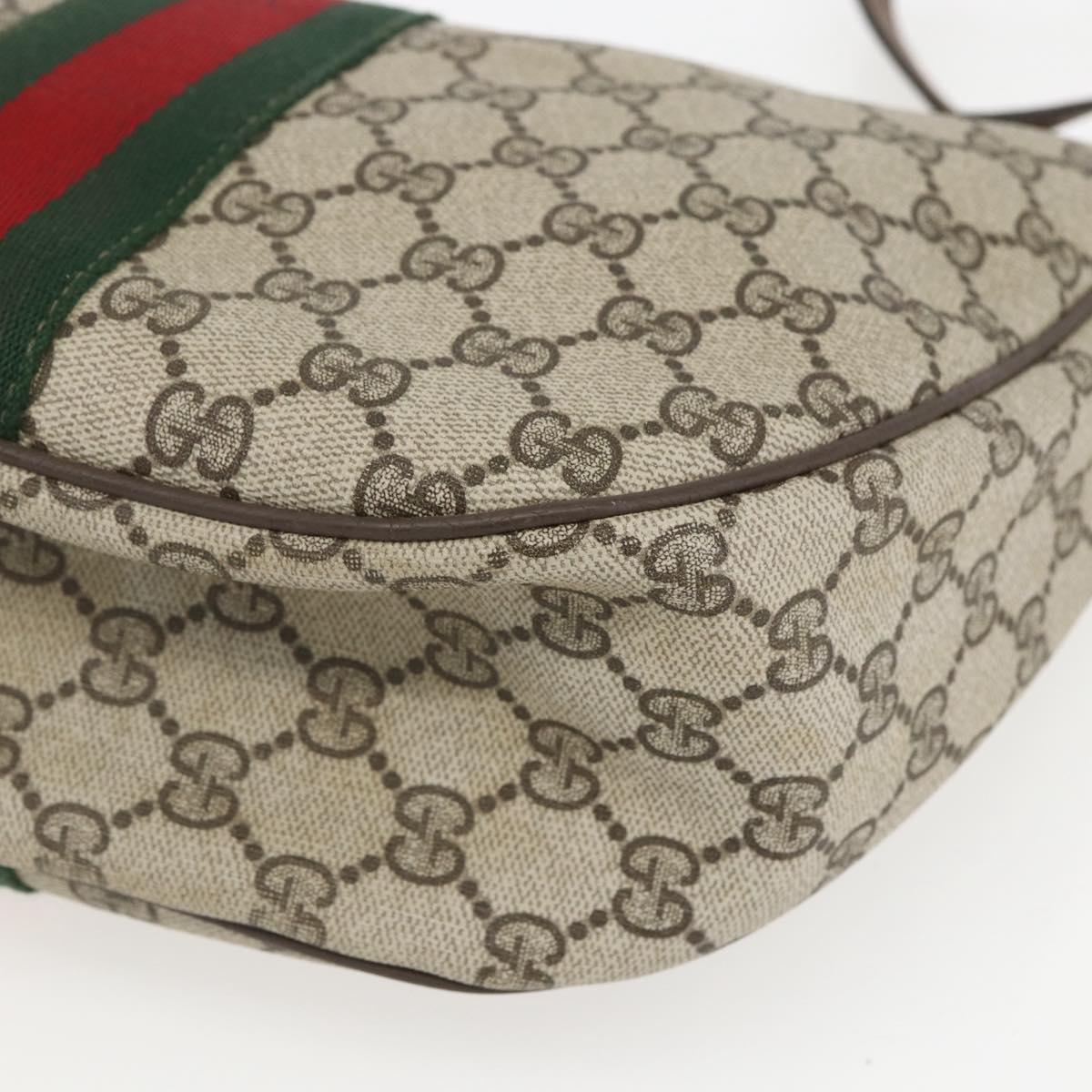 GUCCI GG Supreme Web Sherry Line Bag PVC Beige Gold 29 001 3840 Auth 157234