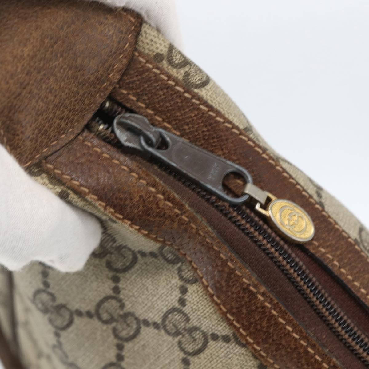 GUCCI GG Supreme Web Sherry Line Bag PVC Beige Gold 29 001 3840 Auth 157234