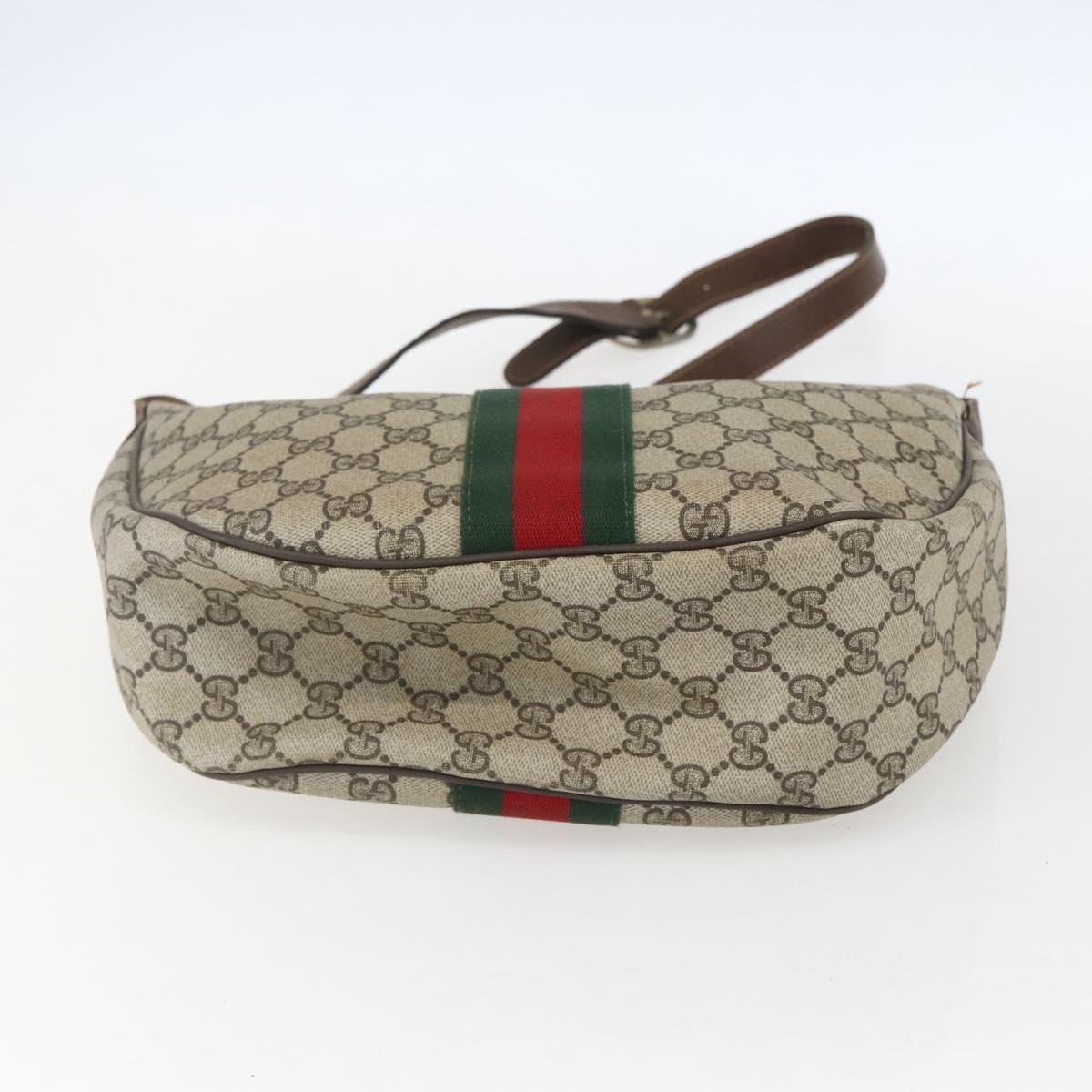 GUCCI GG Supreme Web Sherry Line Bag PVC Beige Gold 29 001 3840 Auth 157234