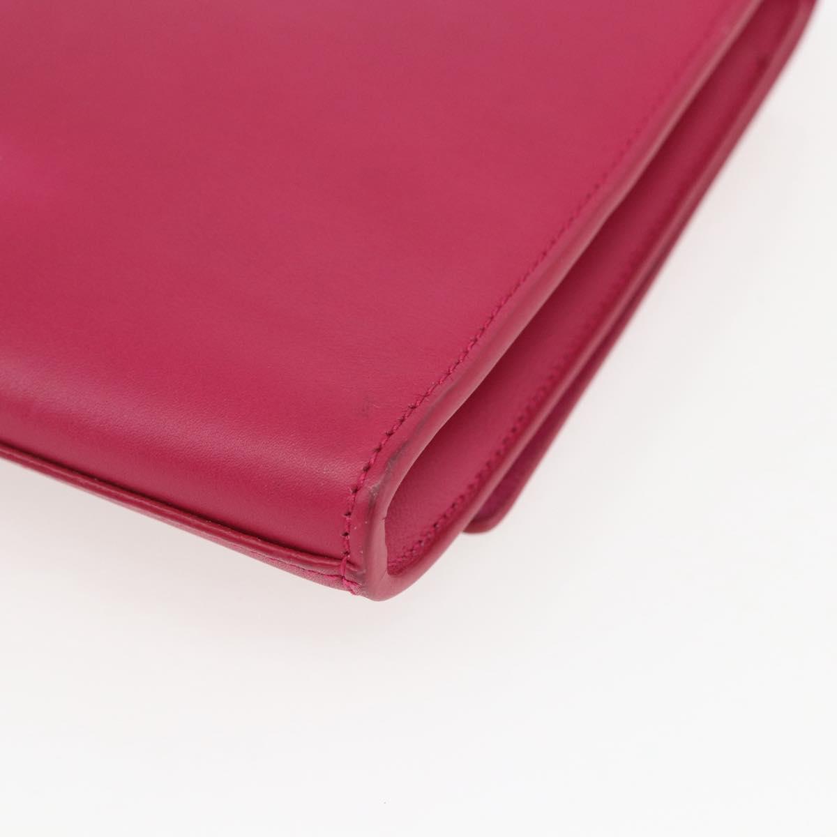 SAINT LAURENT Y line Clutch Bag Leather Pink Gold Auth 157239V