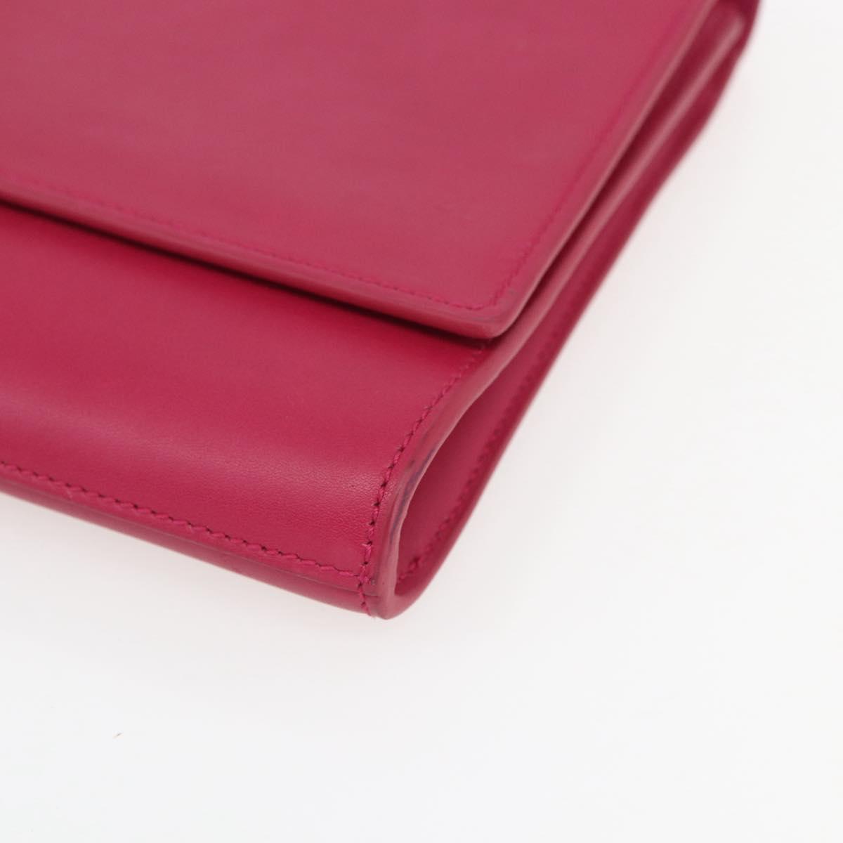 SAINT LAURENT Y line Clutch Bag Leather Pink Gold Auth 157239V