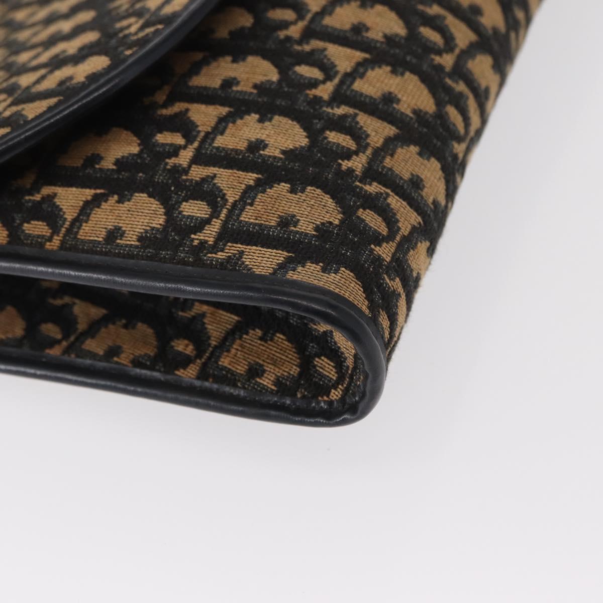 Christian Dior Trotter Canvas Chain Shoulder Bag Navy Gold Auth 157241