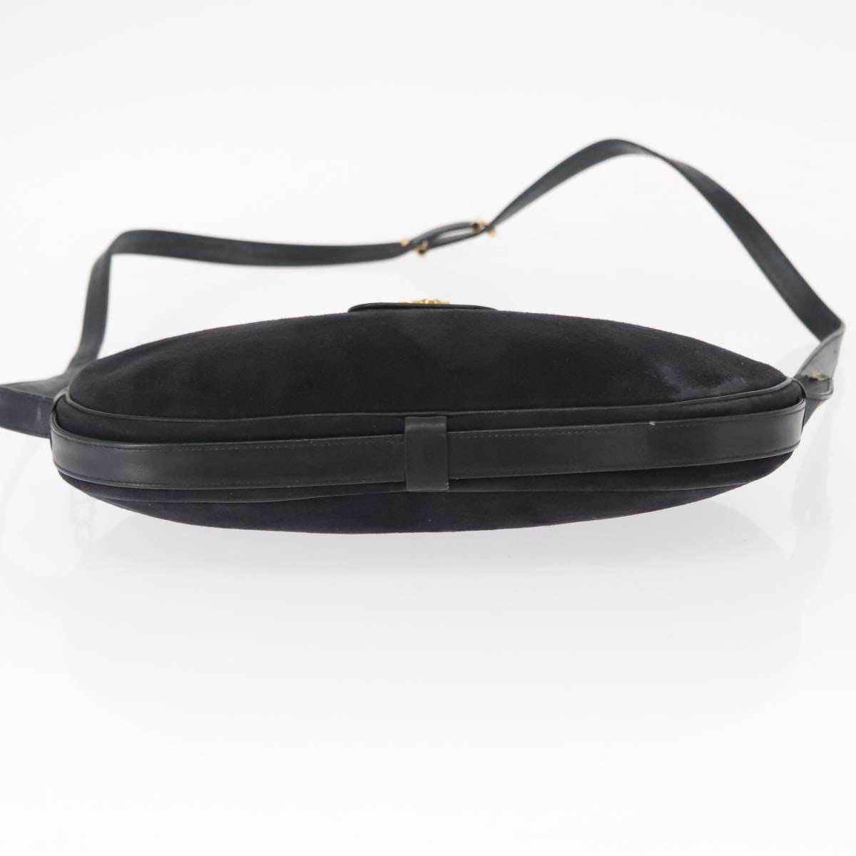 Christian Dior Shoulder Bag Suede Black Gold Auth 157242