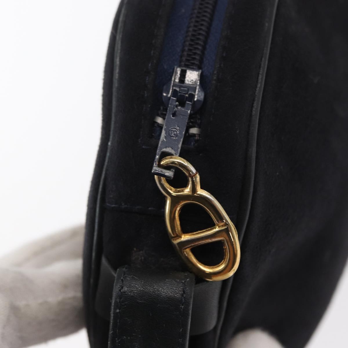 Christian Dior Shoulder Bag Suede Black Gold Auth 157242