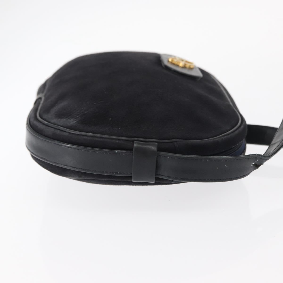 Christian Dior Shoulder Bag Suede Black Gold Auth 157242