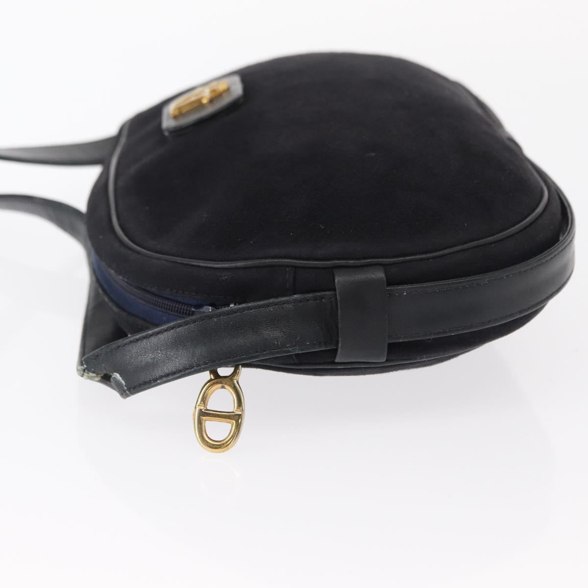 Christian Dior Shoulder Bag Suede Black Gold Auth 157242