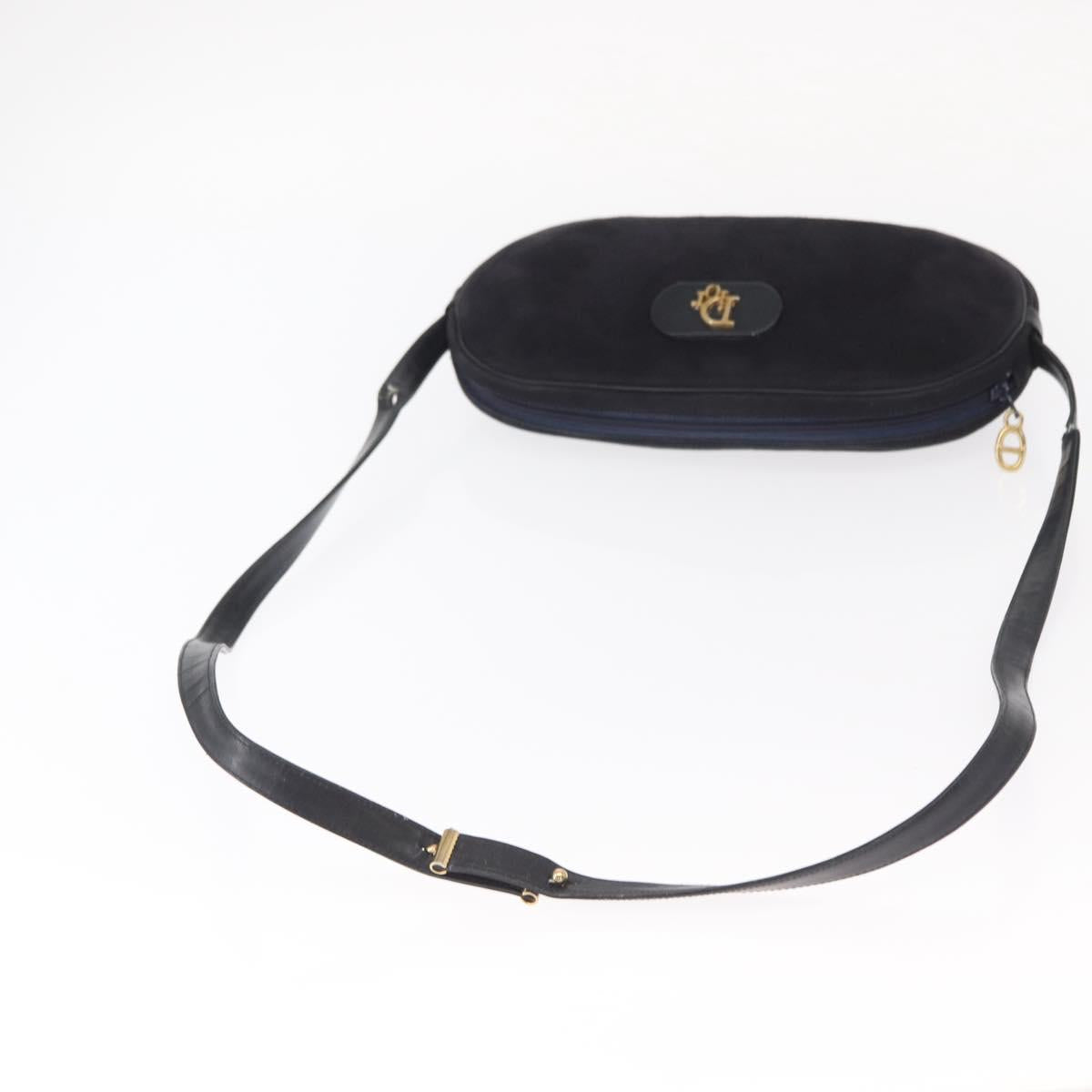 Christian Dior Shoulder Bag Suede Black Gold Auth 157242