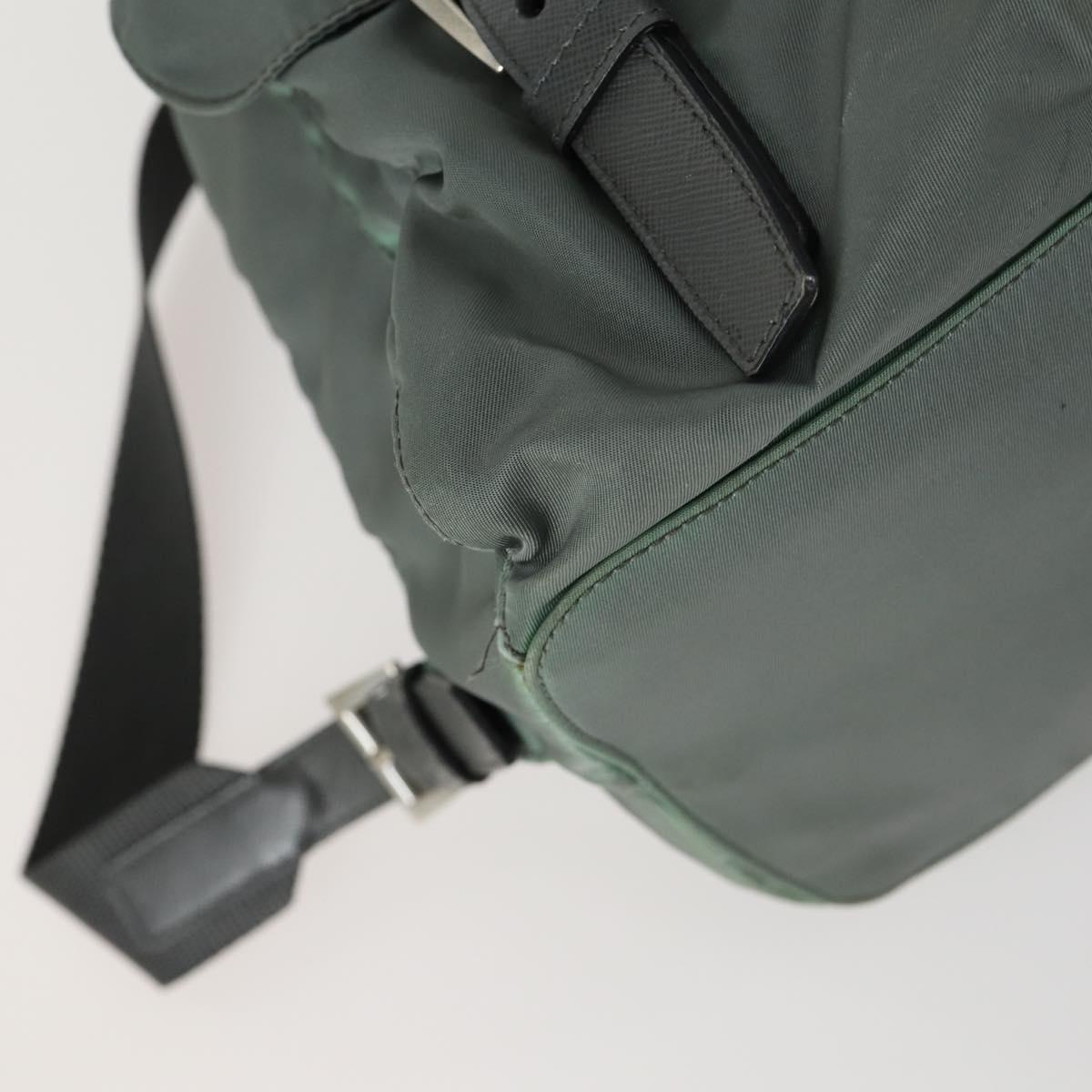 PRADA Backpack Nylon Green Silver Auth 157248