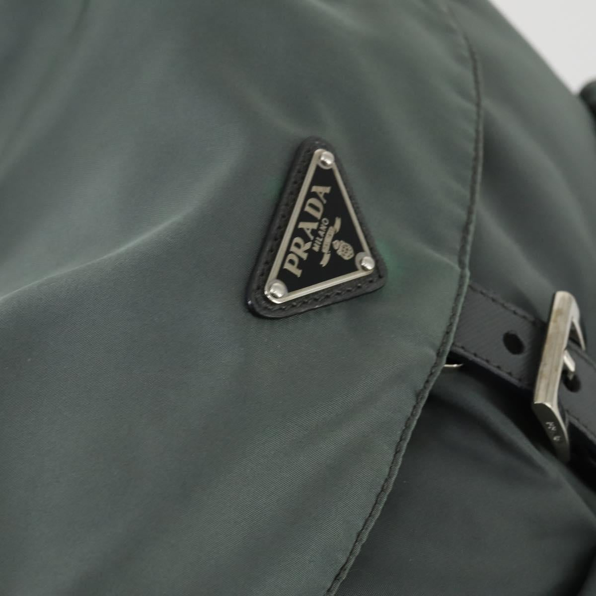 PRADA Backpack Nylon Green Silver Auth 157248
