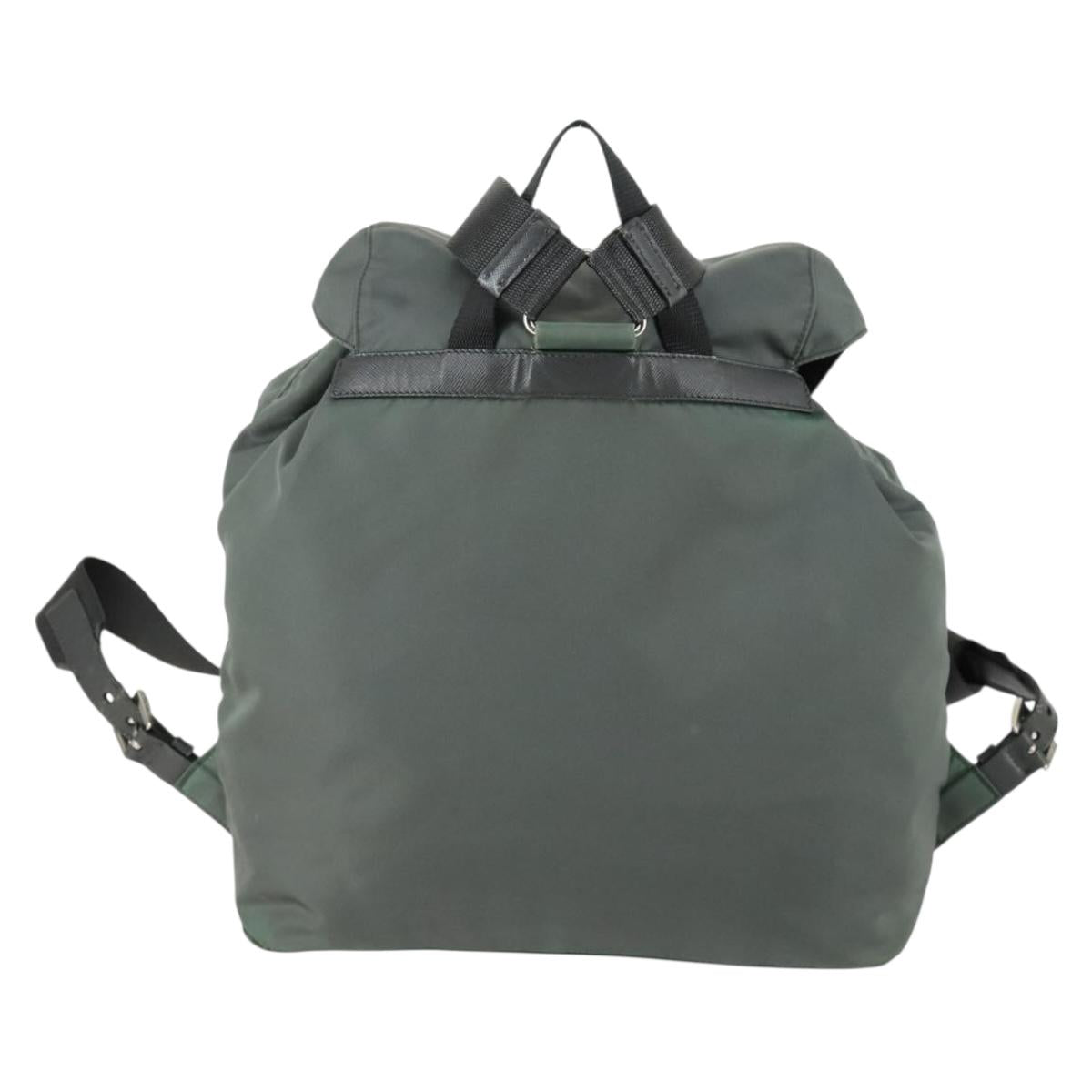 PRADA Backpack Nylon Green Silver Auth 157248