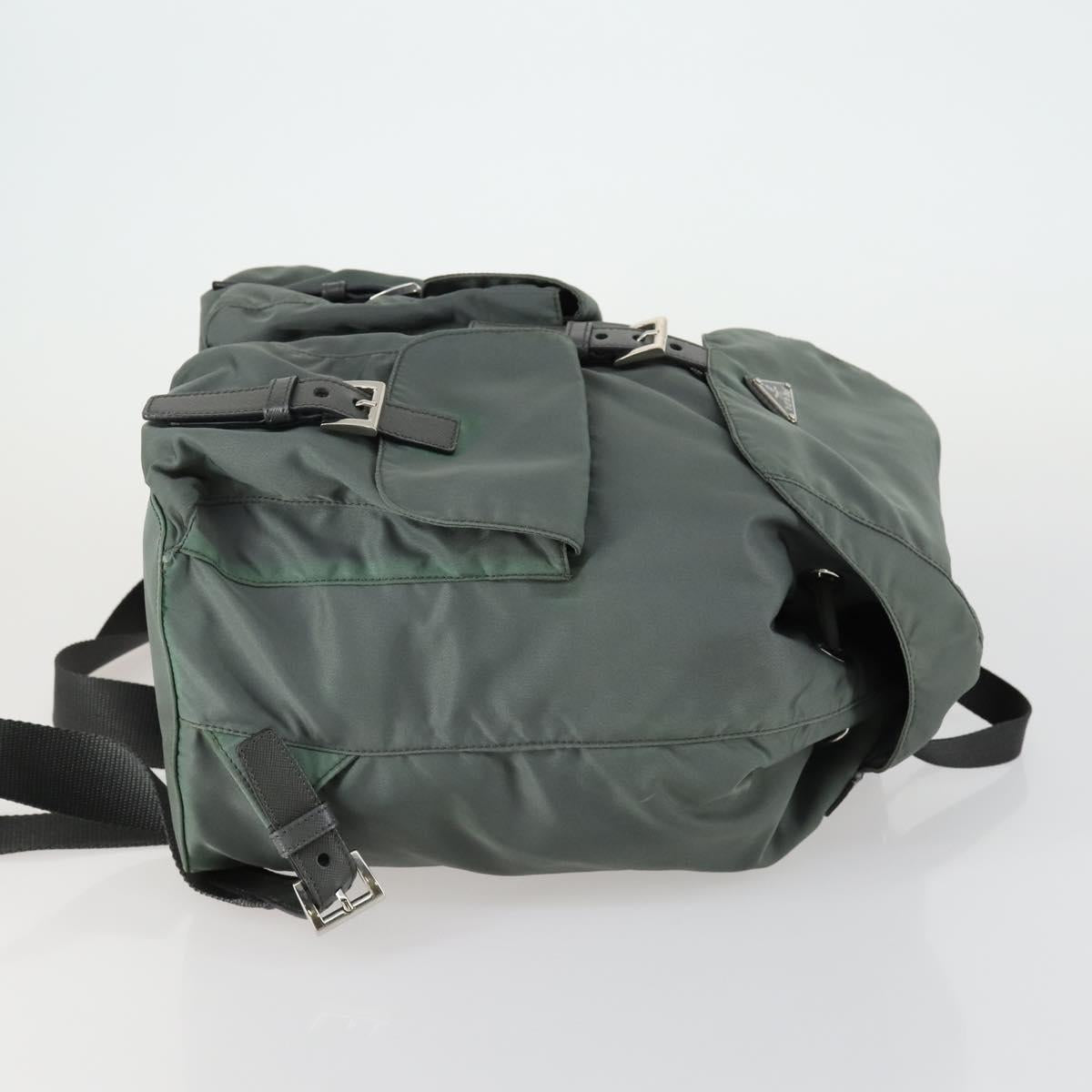 PRADA Backpack Nylon Green Silver Auth 157248