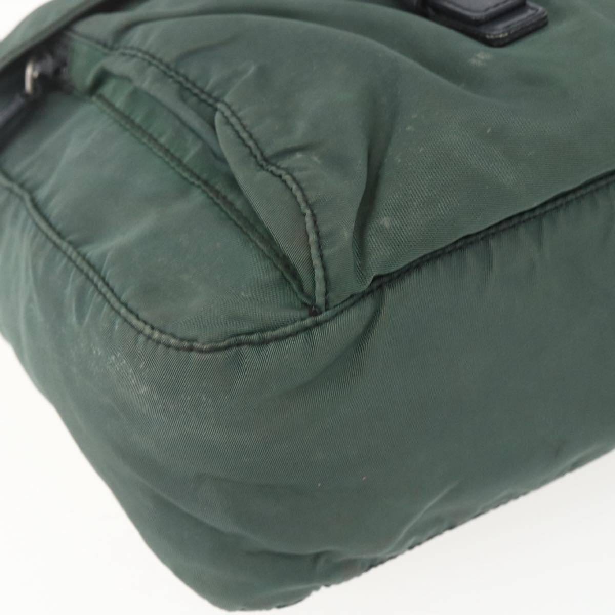 PRADA Shoulder Bag Nylon Green Silver Auth 157249