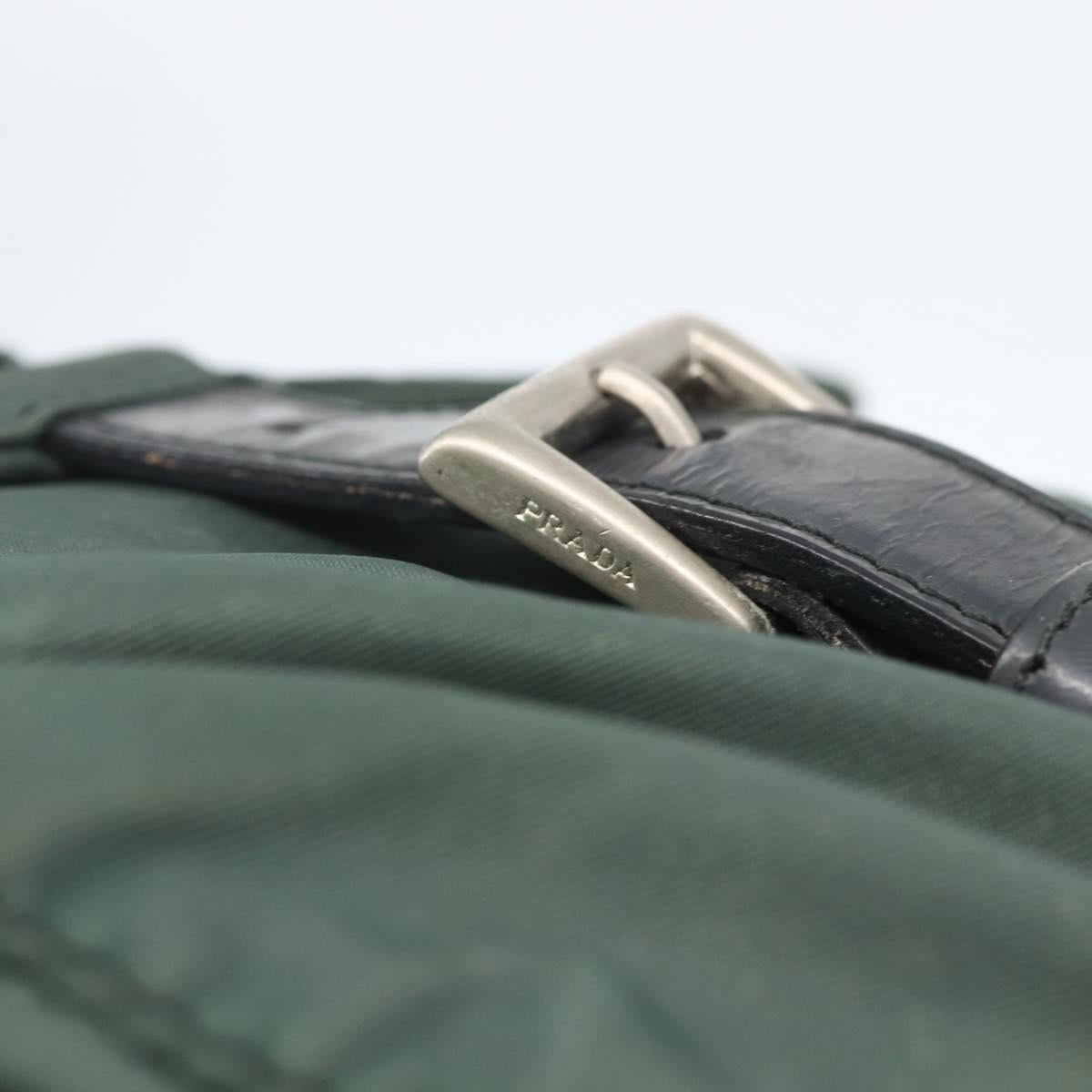 PRADA Shoulder Bag Nylon Green Silver Auth 157249