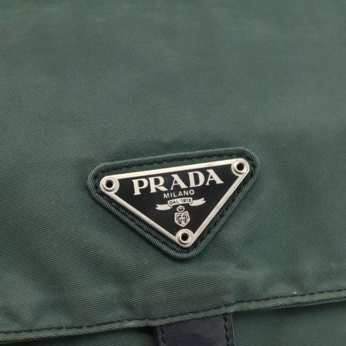 PRADA Shoulder Bag Nylon Green Silver Auth 157249
