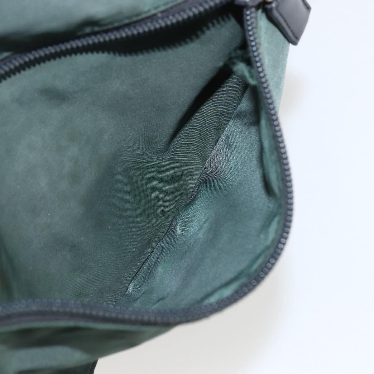 PRADA Shoulder Bag Nylon Green Silver Auth 157249