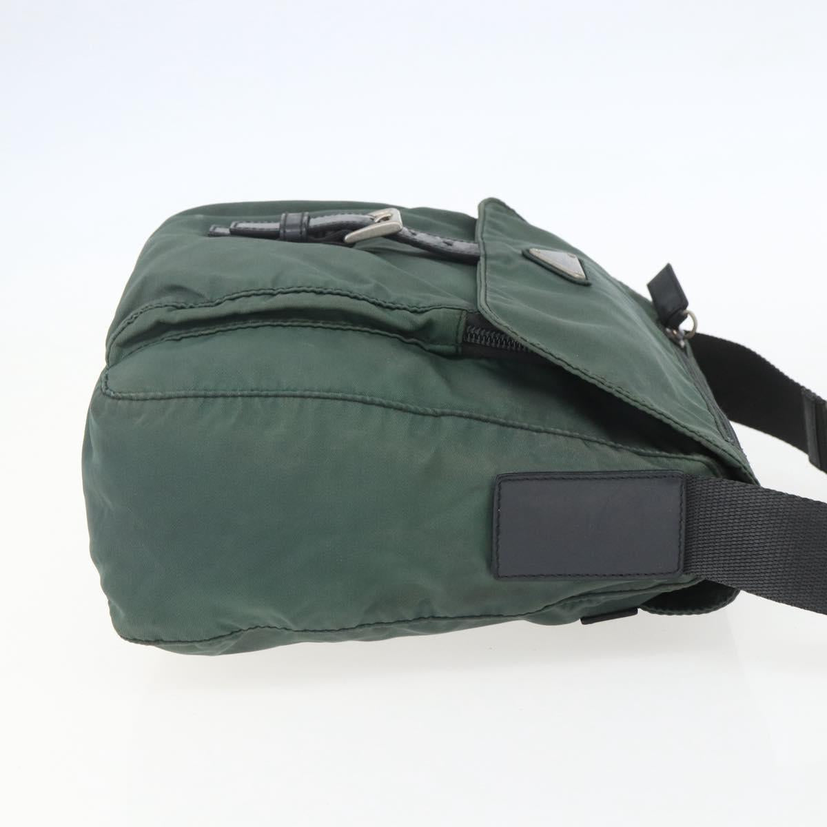PRADA Shoulder Bag Nylon Green Silver Auth 157249