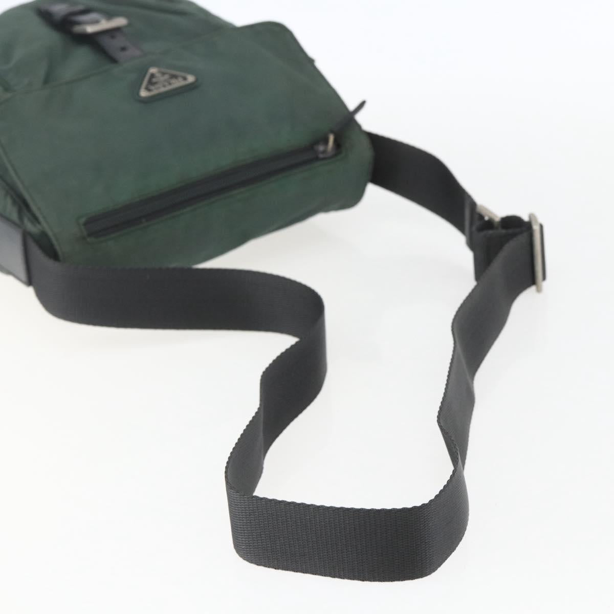 PRADA Shoulder Bag Nylon Green Silver Auth 157249