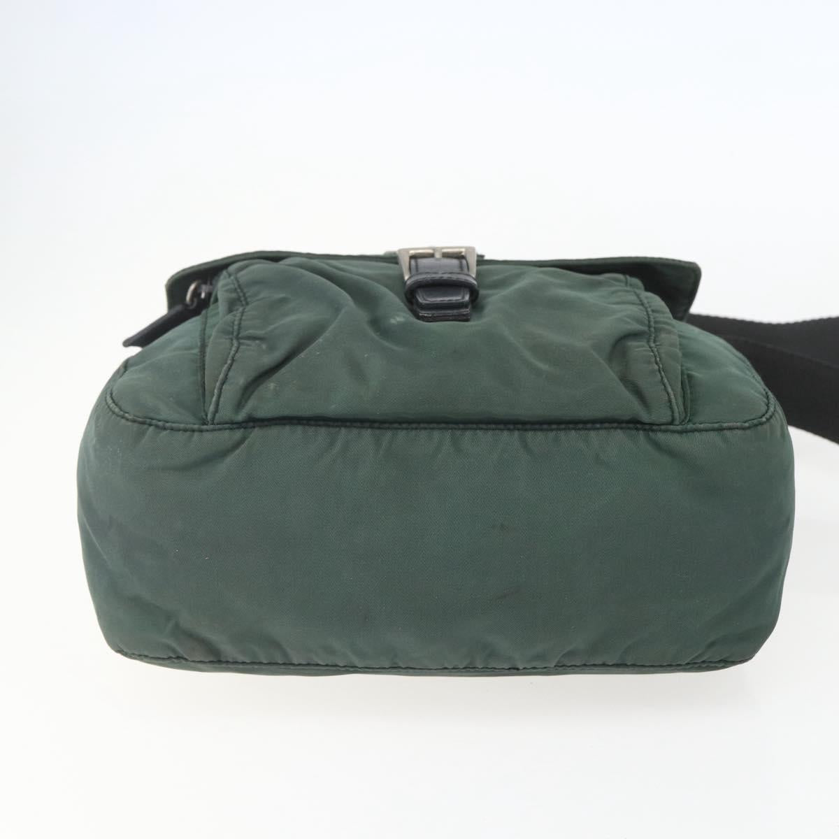 PRADA Shoulder Bag Nylon Green Silver Auth 157249