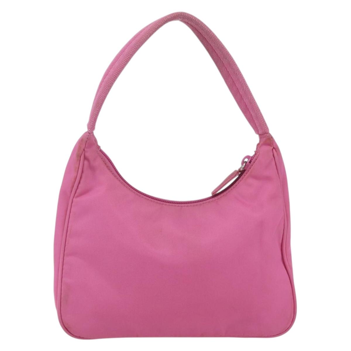 PRADA Hand Pouch Nylon Pink Auth 157250