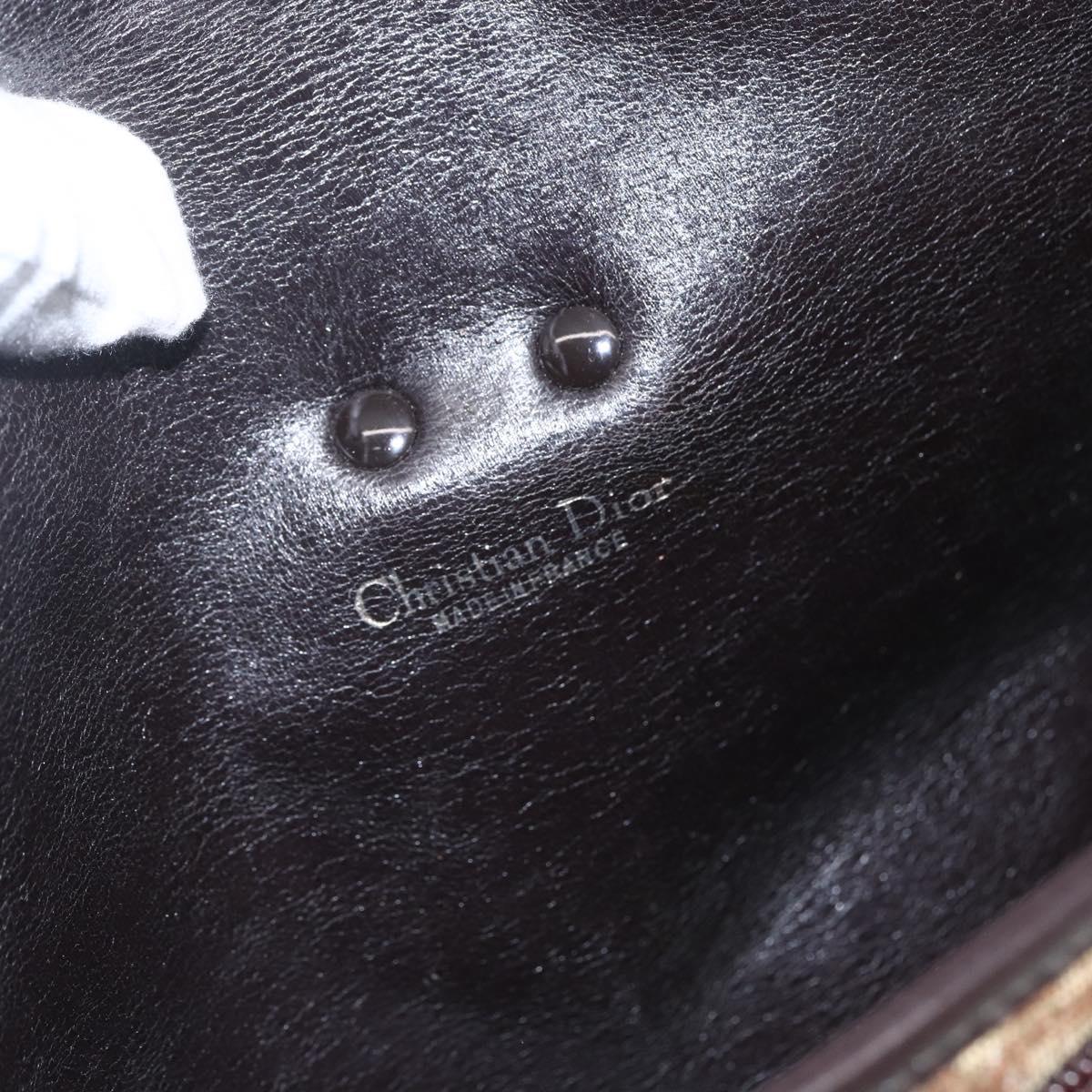 Christian Dior Trotter Canvas Shoulder Bag Beige Gold Auth 157258