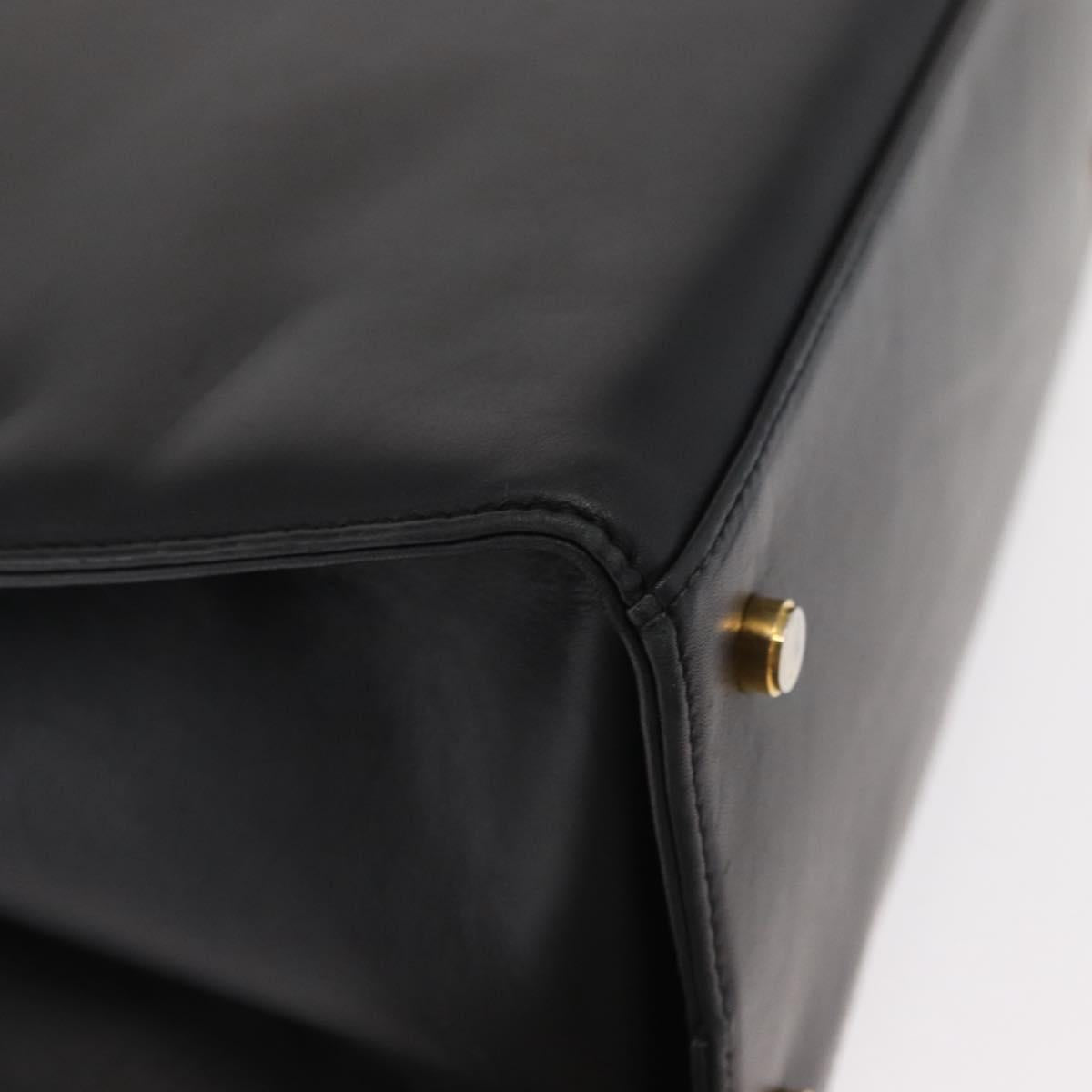 Salvatore Ferragamo Gancini Tote Bag Leather Black Gold Auth 157259