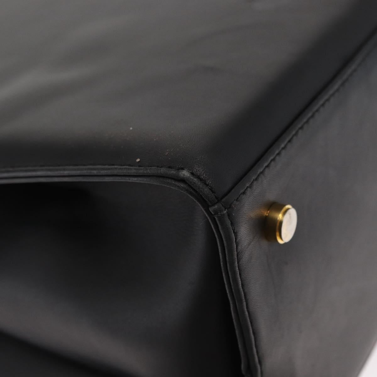 Salvatore Ferragamo Gancini Tote Bag Leather Black Gold Auth 157259