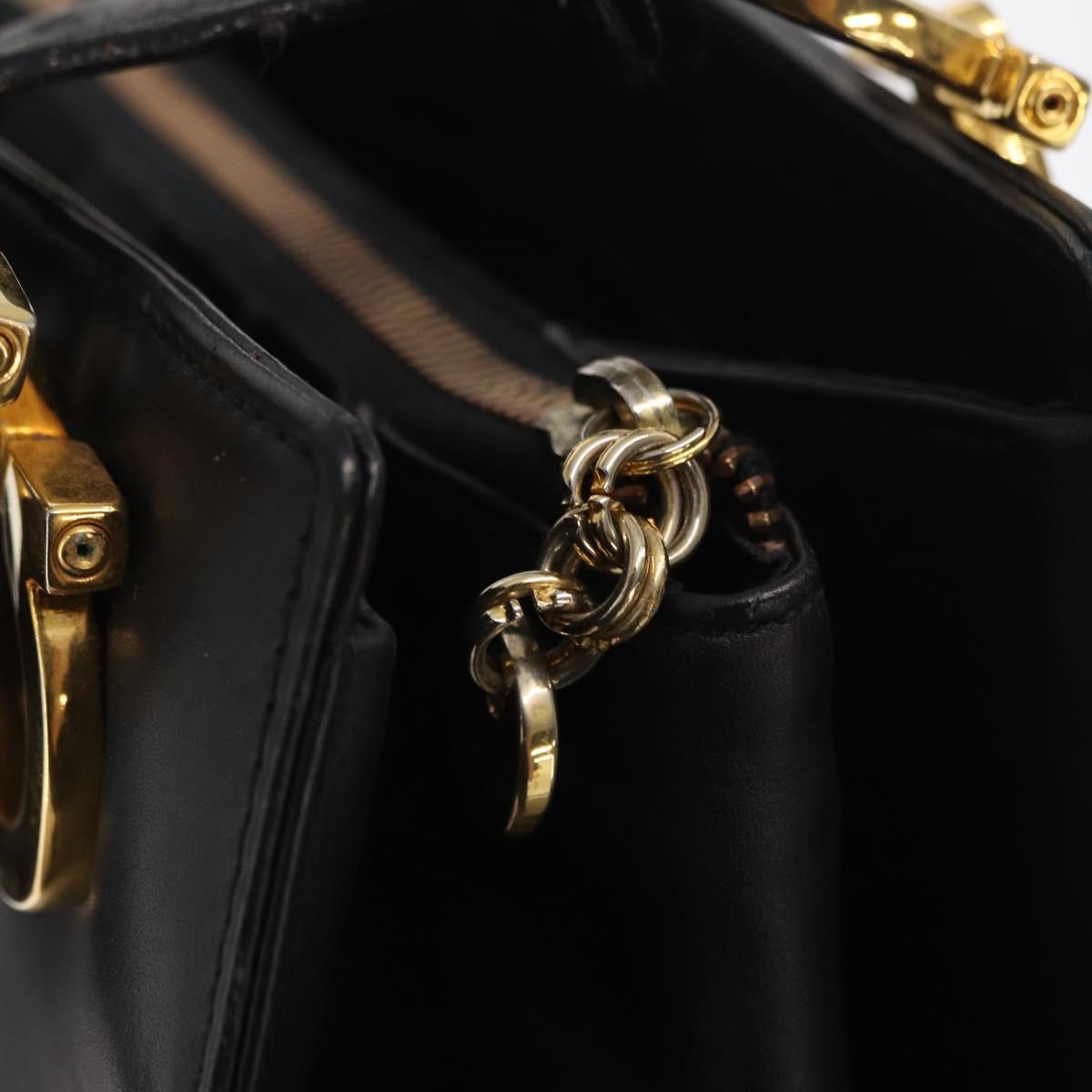 Salvatore Ferragamo Gancini Tote Bag Leather Black Gold Auth 157259