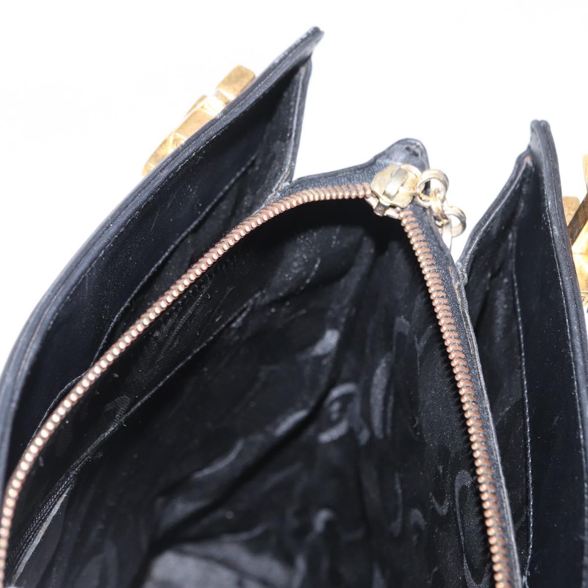Salvatore Ferragamo Gancini Tote Bag Leather Black Gold Auth 157259