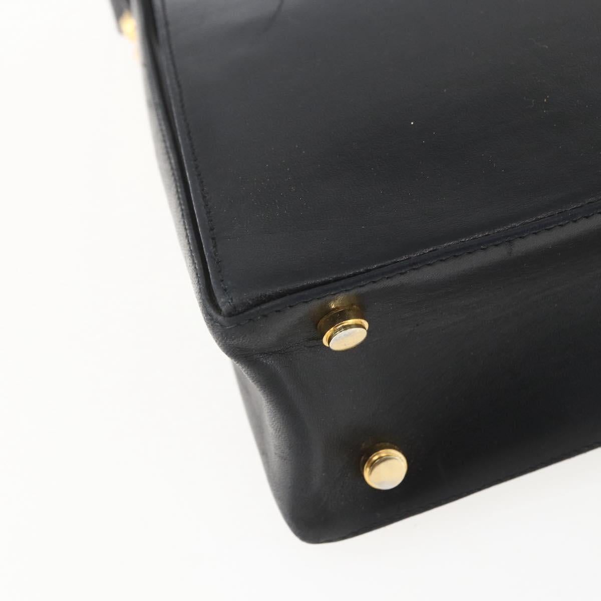 Salvatore Ferragamo Shoulder Bag Leather Black Gold Auth 157262