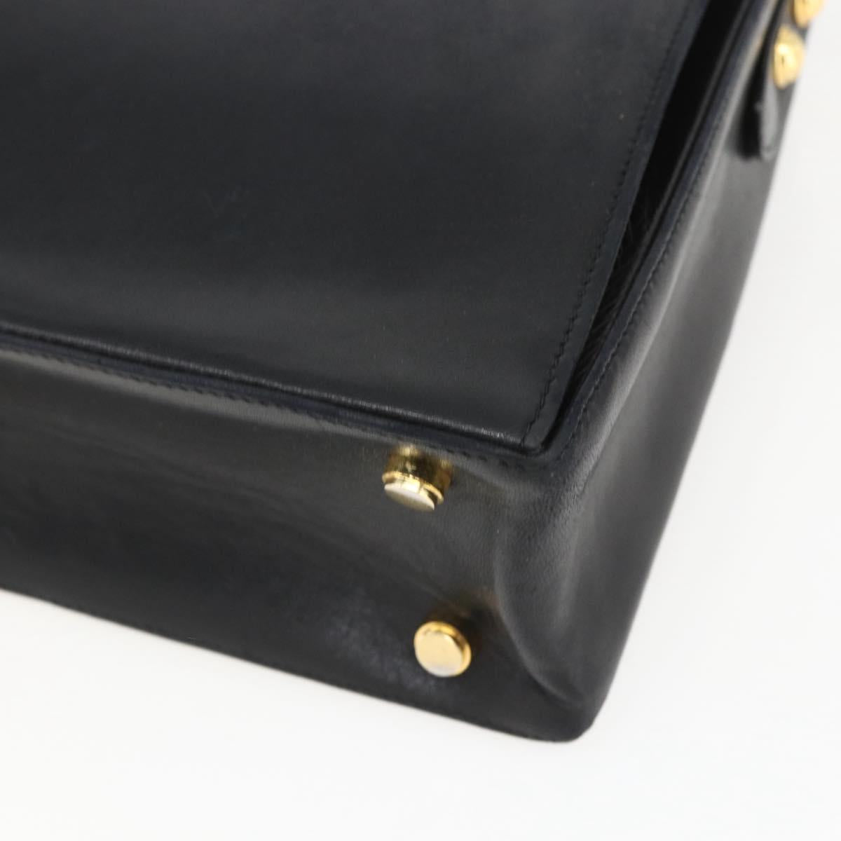Salvatore Ferragamo Shoulder Bag Leather Black Gold Auth 157262