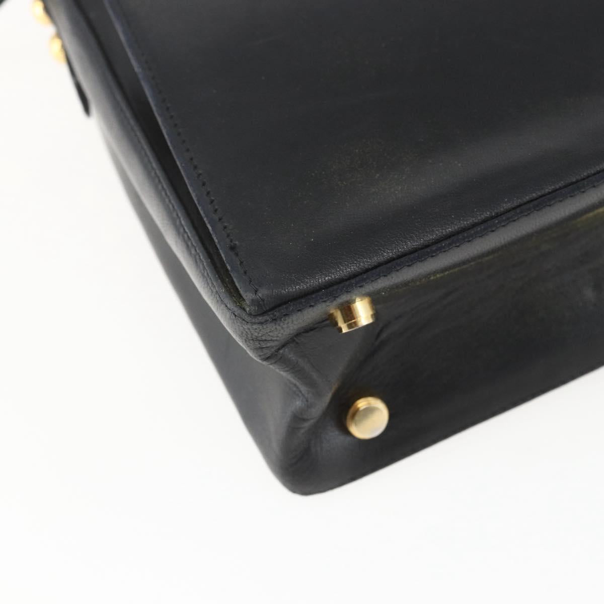 Salvatore Ferragamo Shoulder Bag Leather Black Gold Auth 157262