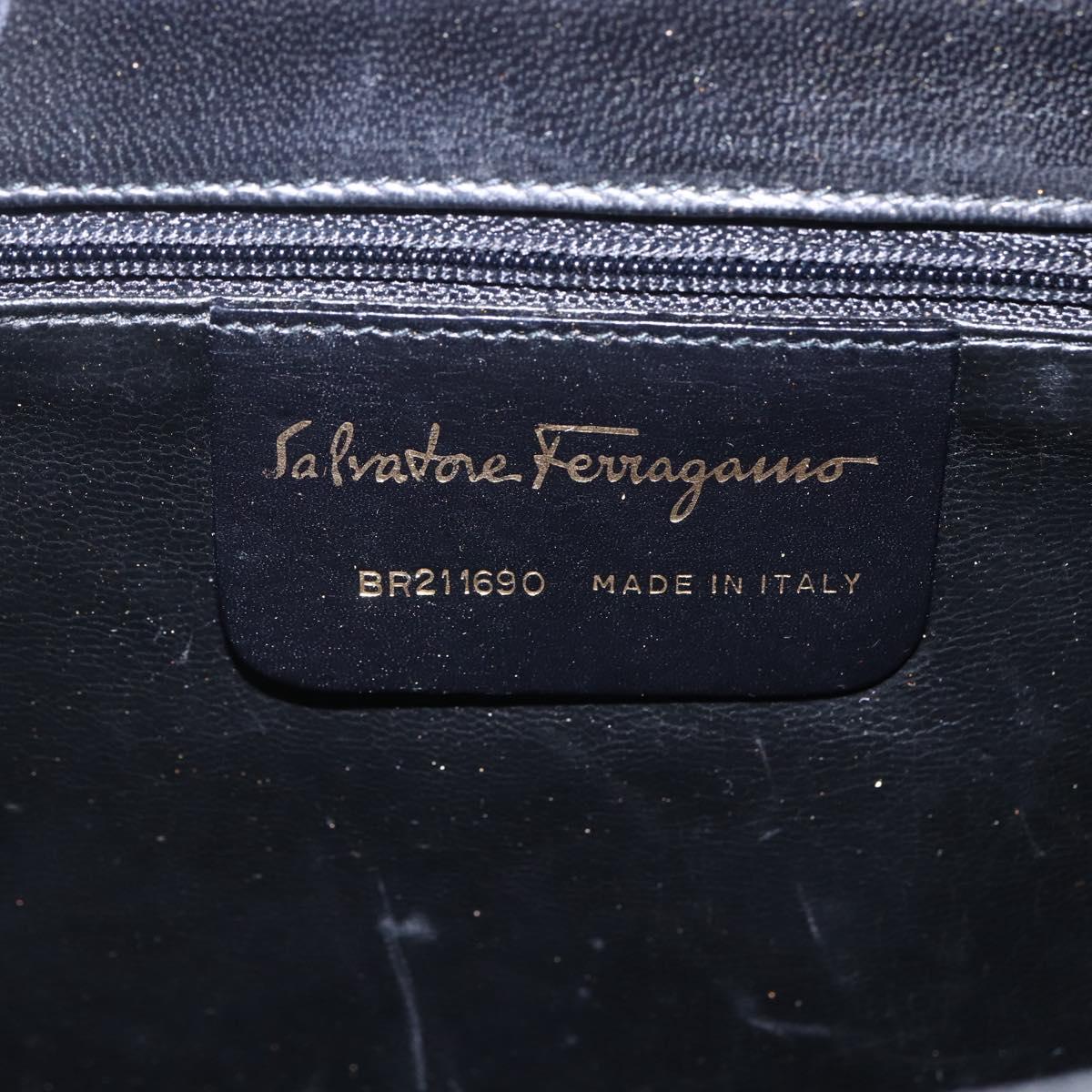 Salvatore Ferragamo Shoulder Bag Leather Black Gold Auth 157262