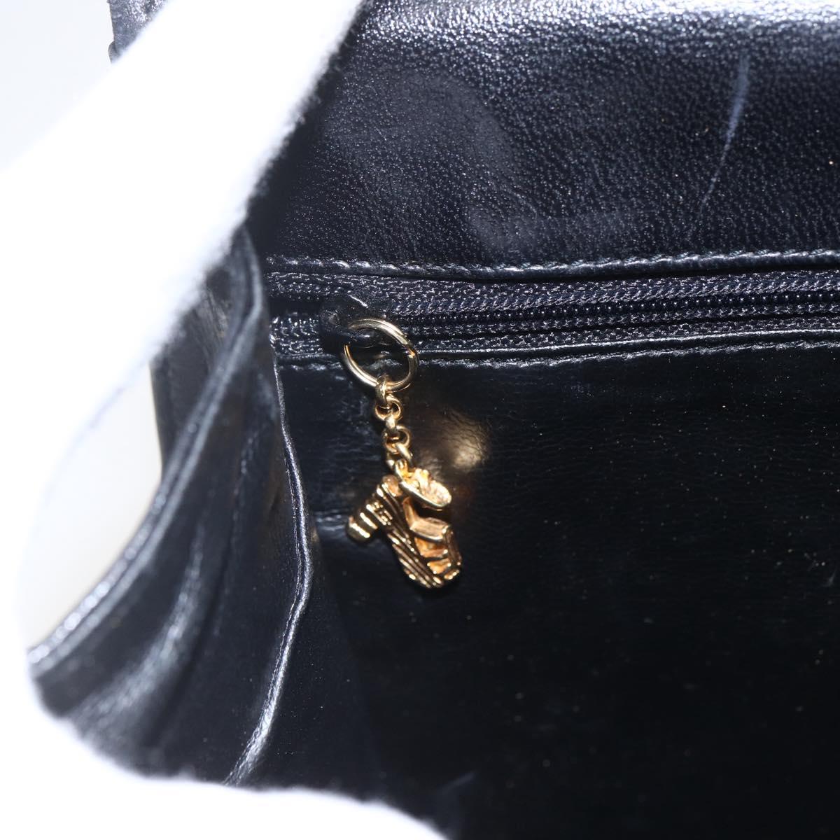 Salvatore Ferragamo Shoulder Bag Leather Black Gold Auth 157262